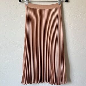 H&M Dusty Rose Pleated Midi Skirt Size 6